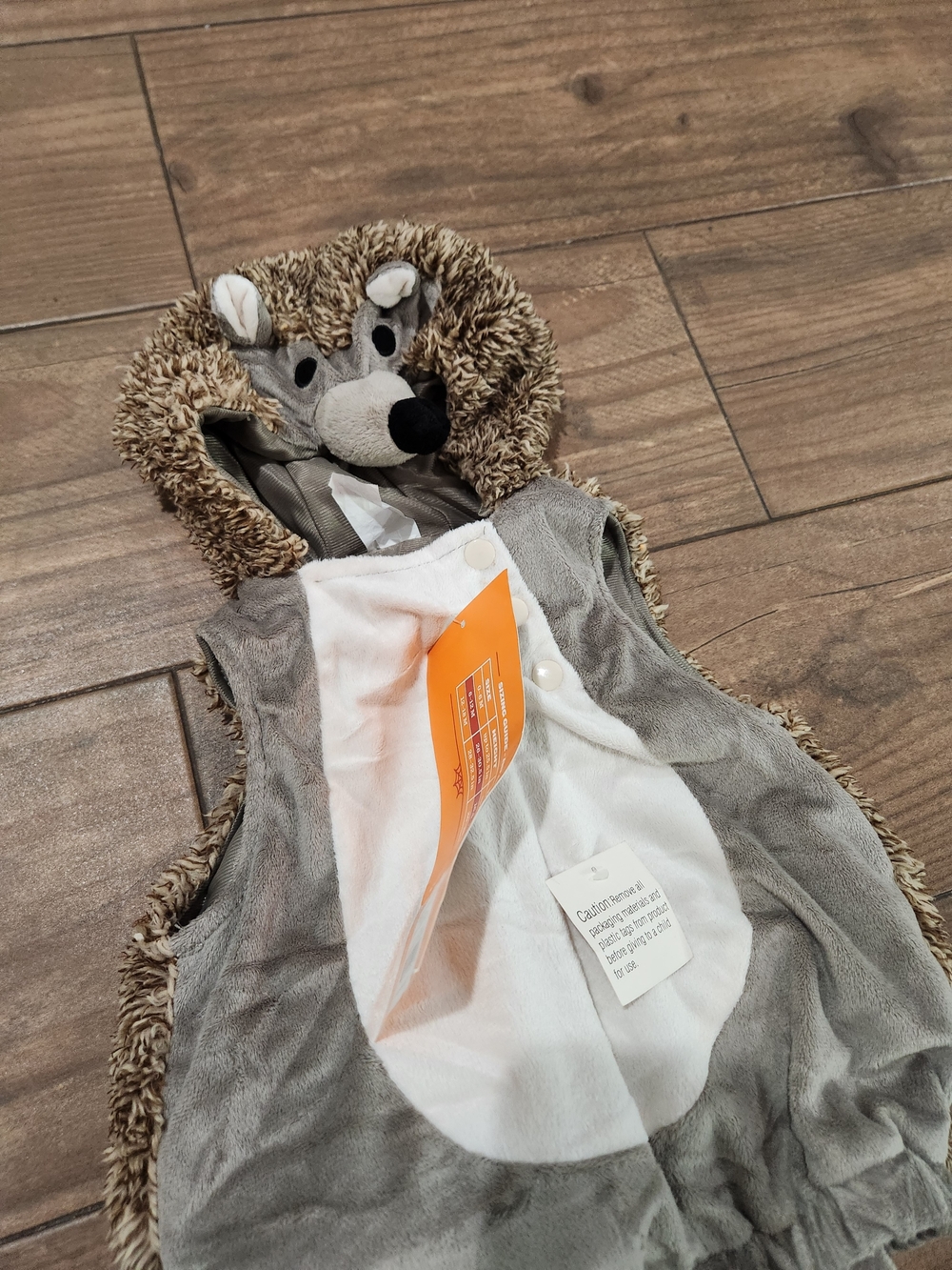 Soft gray hedgehog Halloween costume hooded infant Size 6-12 Mo